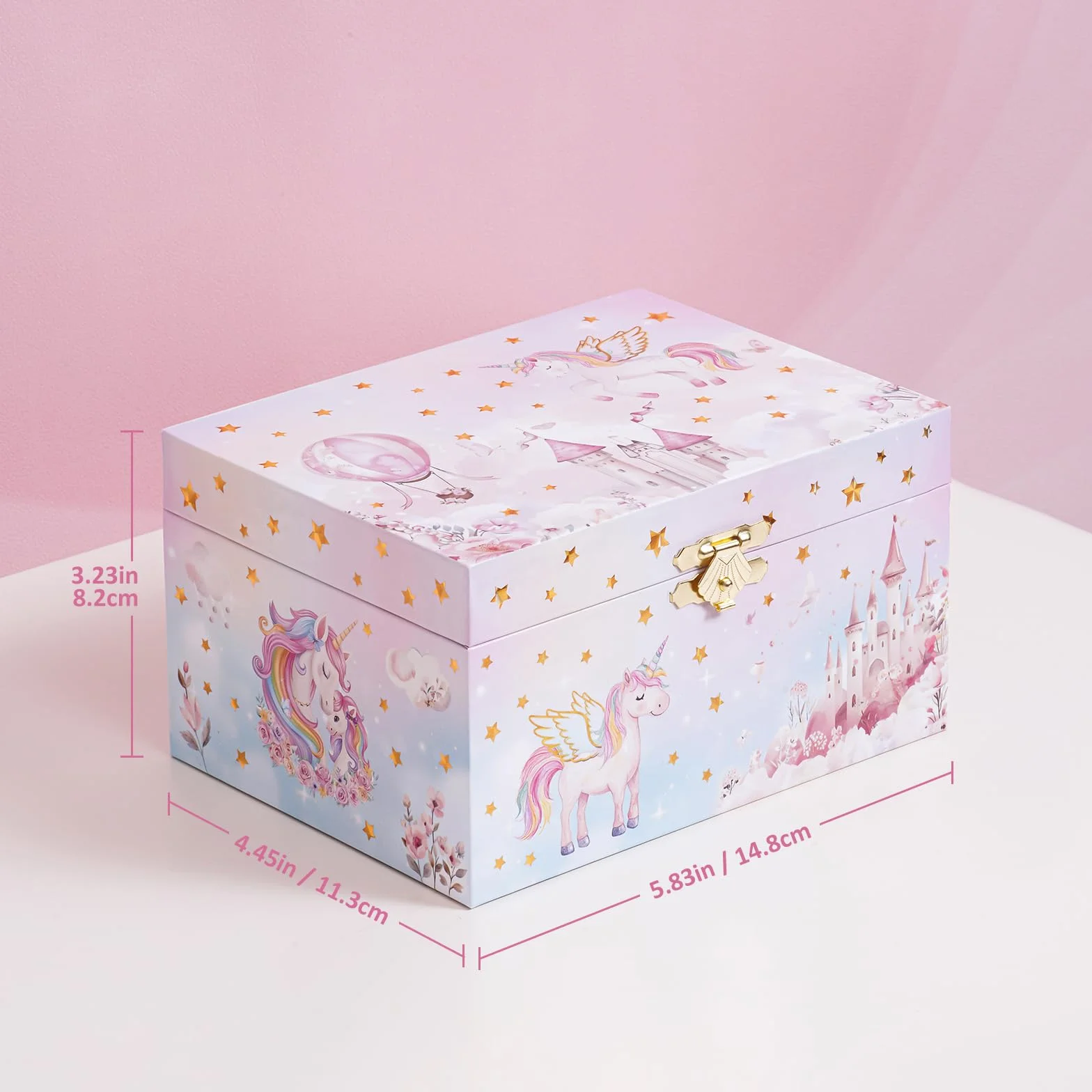 ProCase Joyero Musical Infantil con Muñeca Unicornio Giratoria para Niñas, Organizador Caja de Collar Pendiente Pulsera Anillo - Rosa