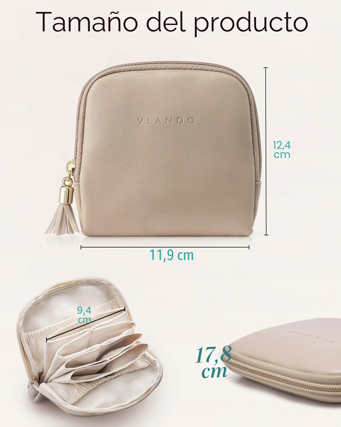 VLANDO Joyero de viaje bolsa para joyas 6 capas caja de joyería piel sintética