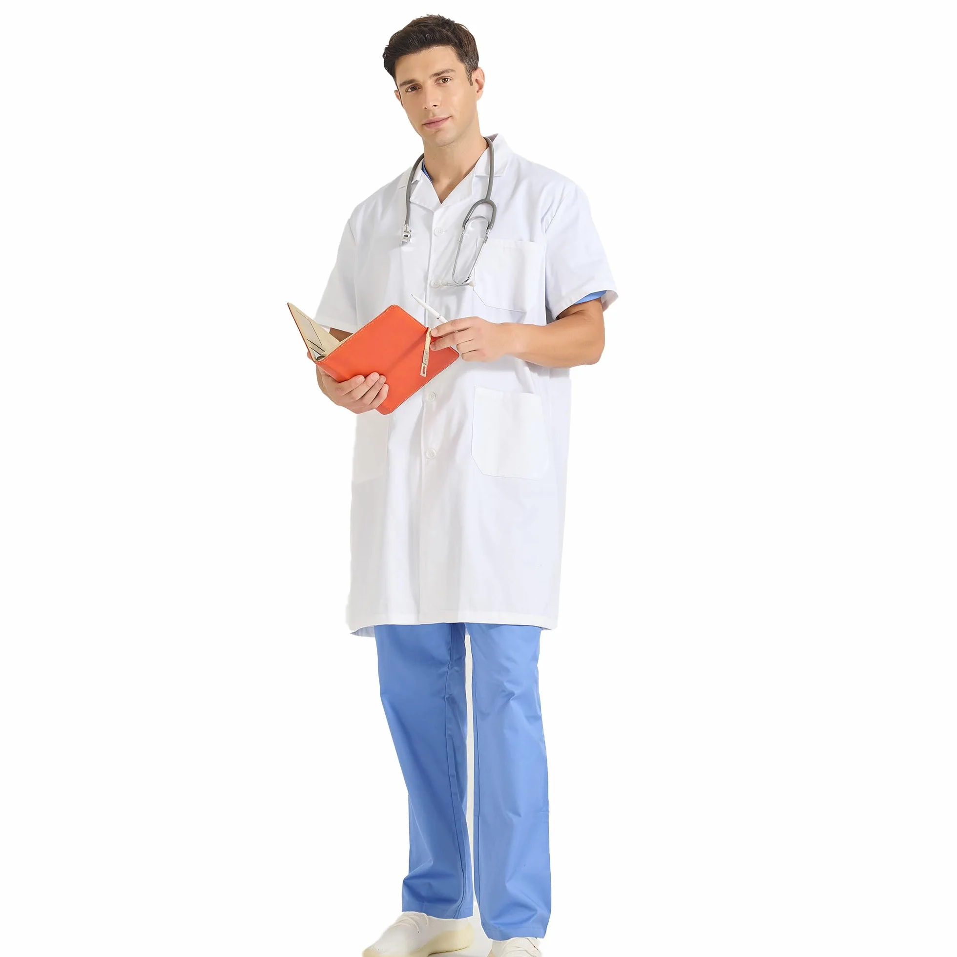 MISEMIYA Bata Laboratorio Unisex Blanca Medico Hombre