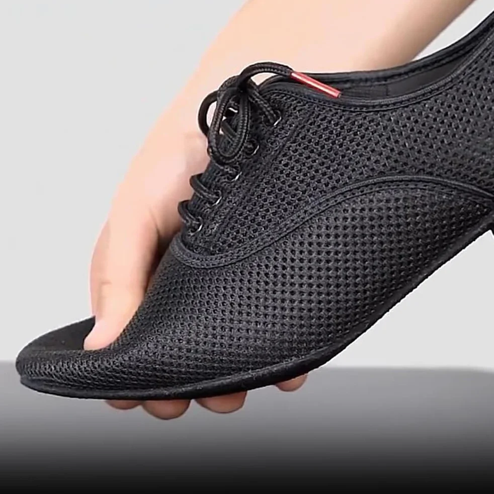 Zapatos de Baile de Malla Hombre Suela Cuero Cordones Salsa Latinas