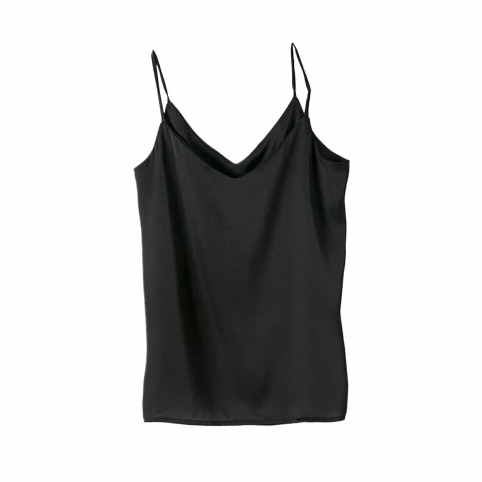 Camiseta Tirantes Mujer Camisola de Tirantes for Mujer, Top Halter con Cuello en V, básica, sin Mangas, satén y Seda, for Verano, Primavera otoño