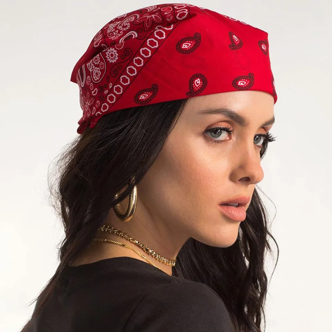 Bandana 100% Algodón Pañuelo Rojo Diseño Paisley