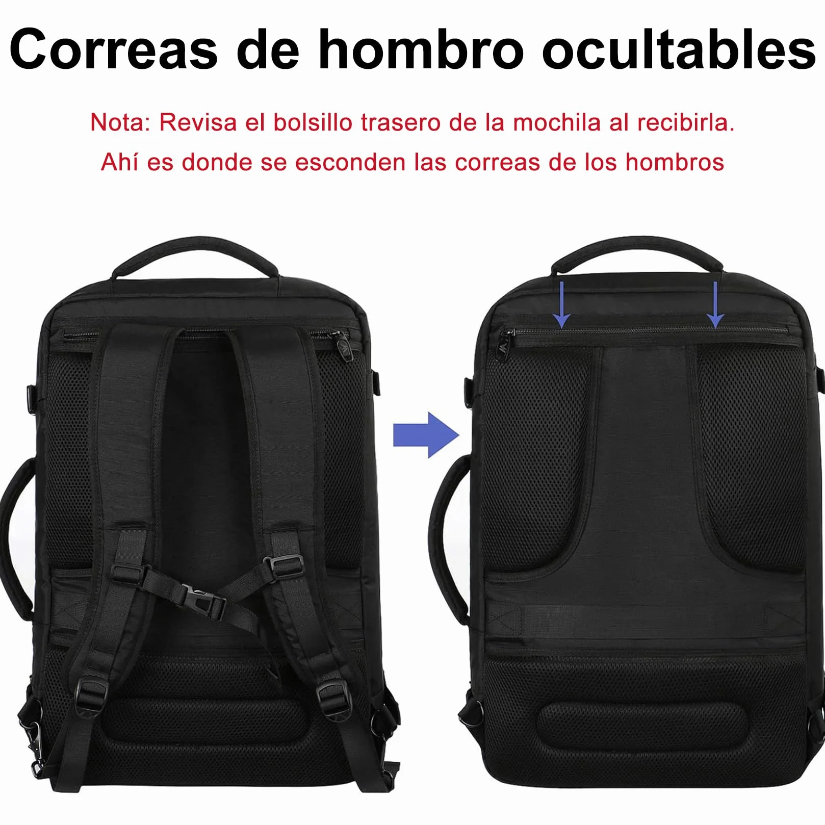 MATEIN Mochila Viaje Cabina Avion 40x30x20 Ryanair Expandible 30L Maletas Cabina 40x20x30 para Mujer y Hombre Equipaje de Mano Negro