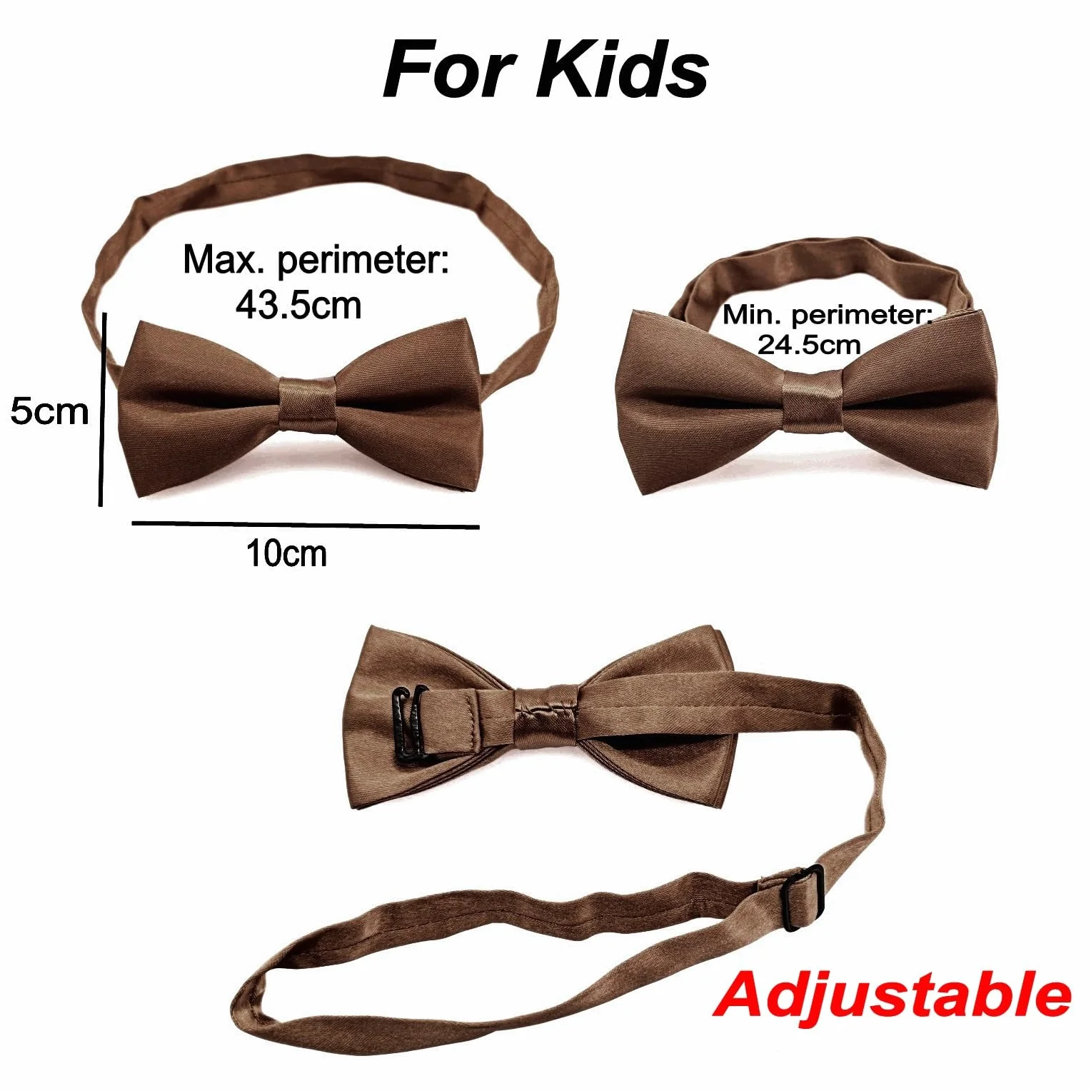 Conjunto de pajarita y tirantes para niños JZK Marrón, ajustable con clip, menos 135cm