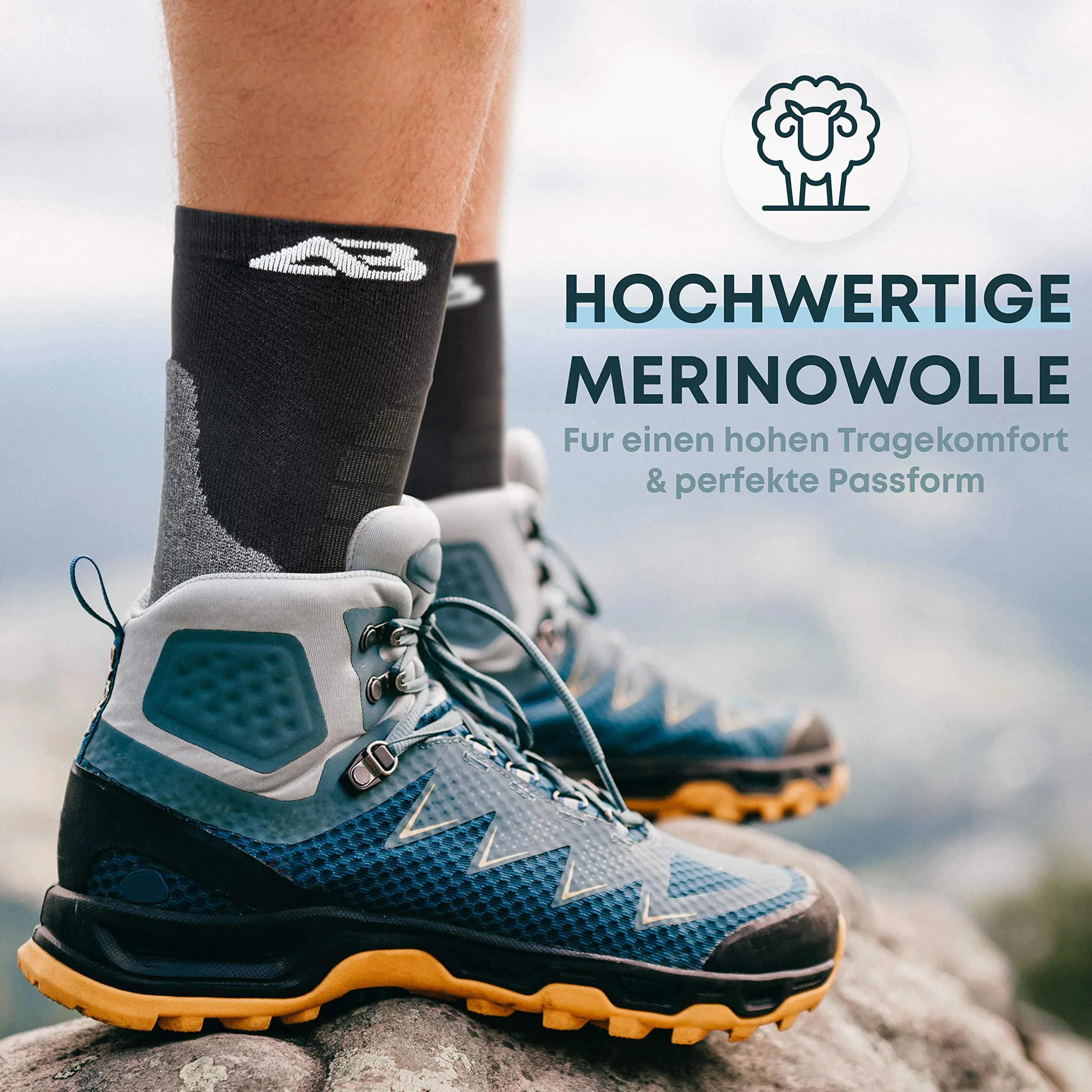 Calcetines de senderismo de lana merina pack de 2 pares para mujer hombre y niño