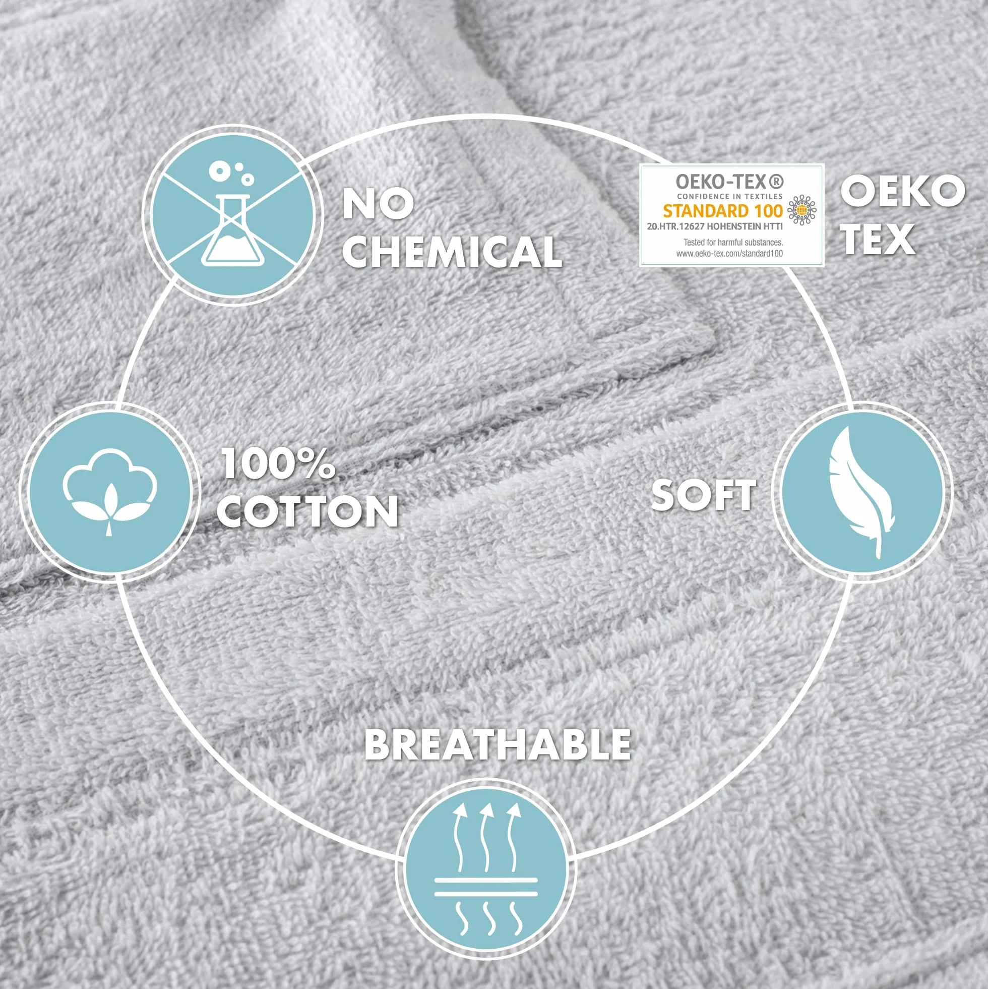 Twinzen Albornoz Hombre Ducha Capucha 100% Algodon OEKO-TEX Bata Adulto Baño 2 Bolsillos Cinturón