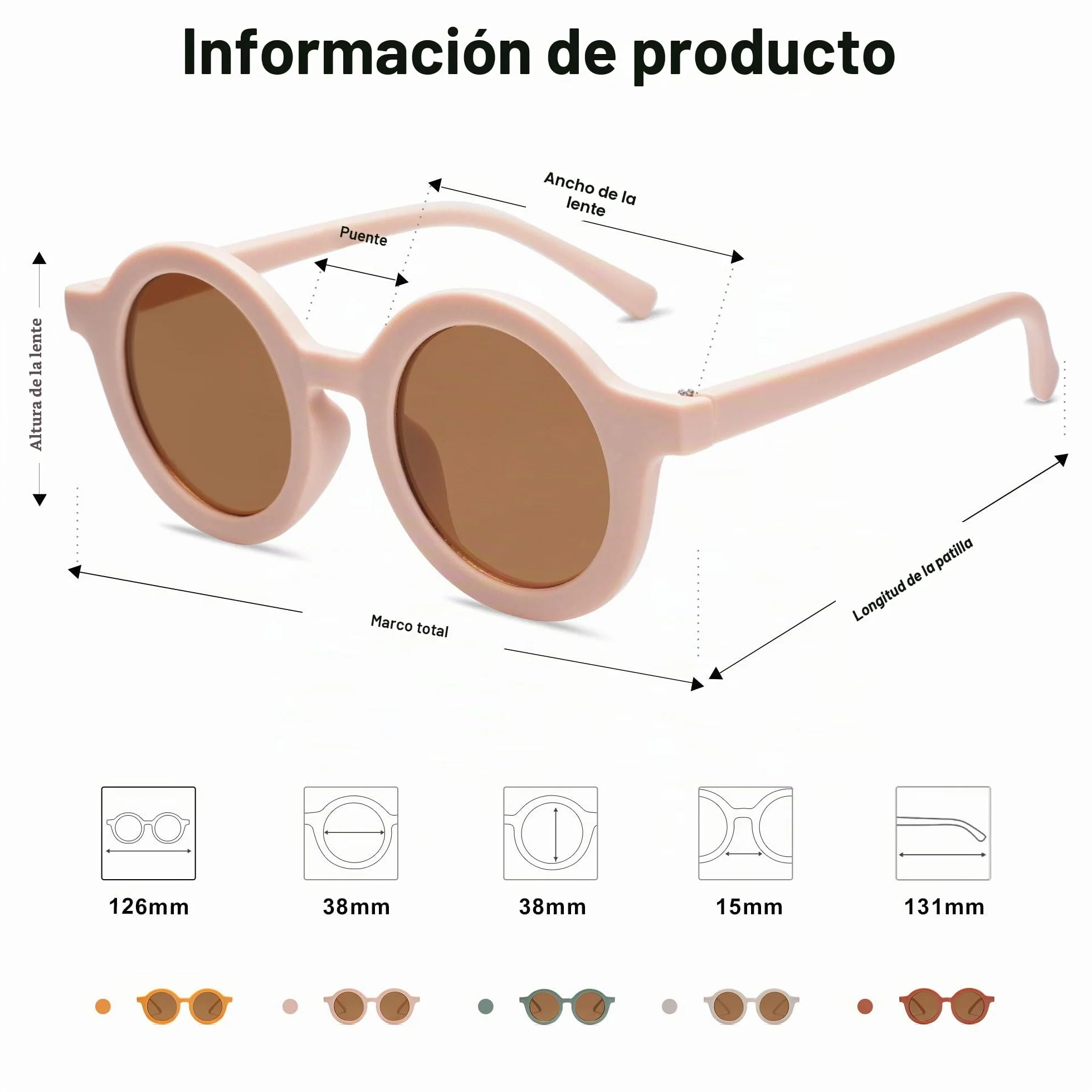 SOJOS Gafas de Sol Redondas Polarizadas para Niños con Protección UV400