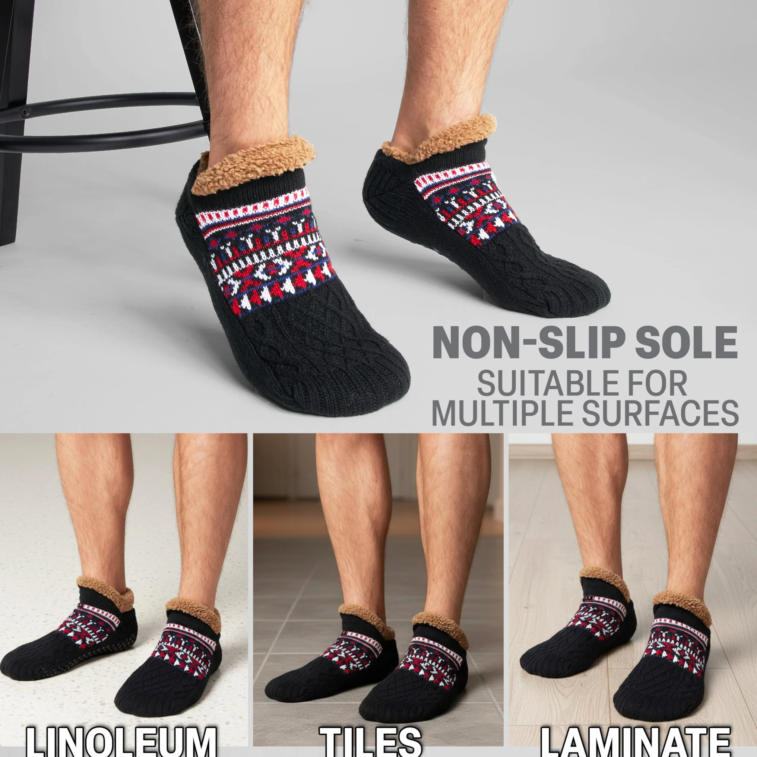 Calcetines Hombre Invierno Antideslizantes Forro Suave Regalo Hombre Adolescente