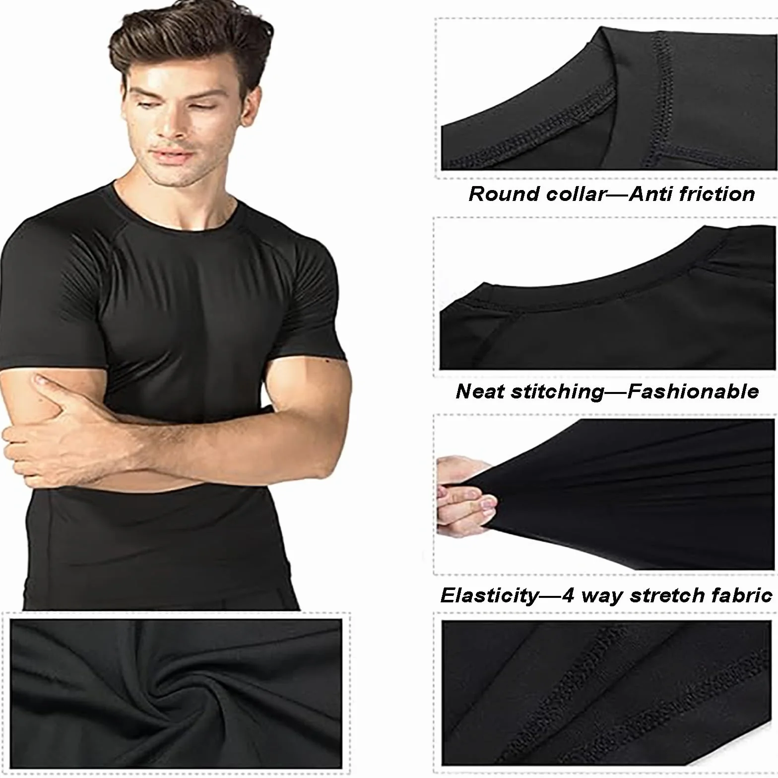 Camiseta Deportiva Hombre Manga Corta Secado Rápido Ropa Fútbol Correr Gimnasio Transpirable Cómoda