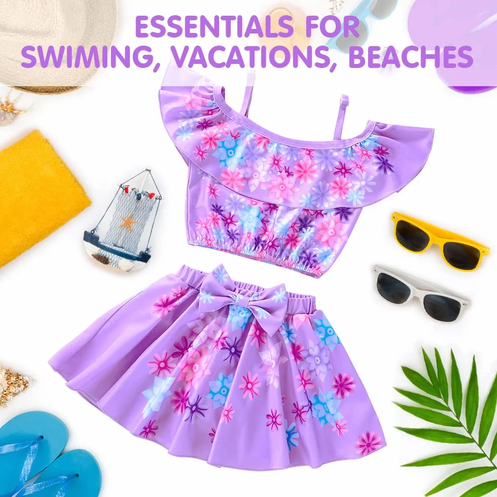 Traje de baño para niña de Dos Piezas Bikini Hawaiano con Flores Mirabel