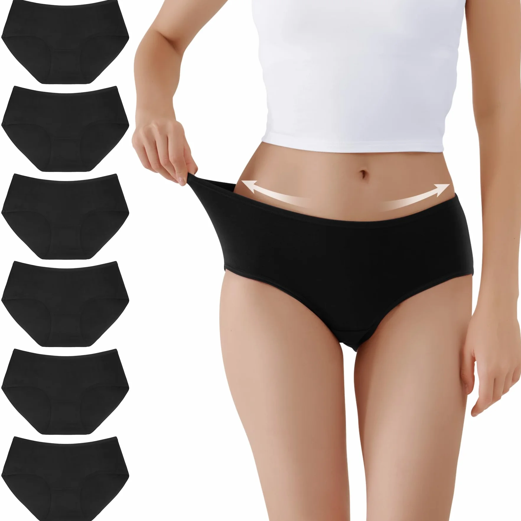 Bragas Mujer Algodón Cintura Midi Pack de 6