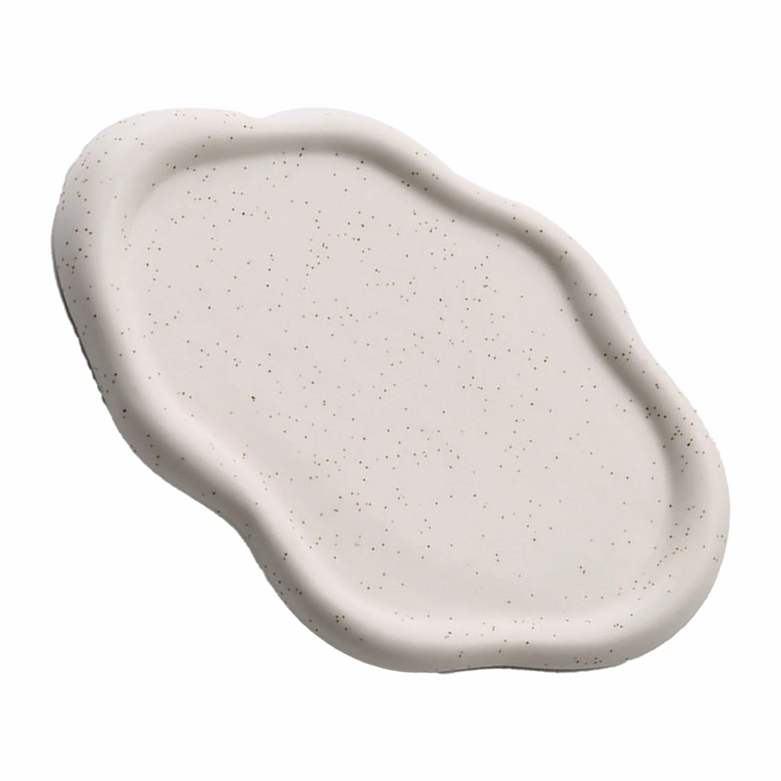 Plato de Joyería, Bandeja de Baratijas de Cerámica Plato de Joyería Simple Bandeja para Llaves, Organizador de Exhibición de Joyería Decorativo para el Día de la Madre, Cumpleaños(Nube blanca)