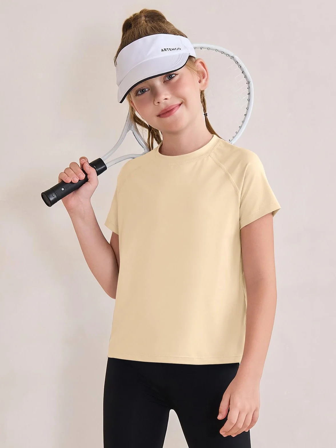 Haloumoning Camisetas deportivas manga corta secado rápido niñas 5-14 años