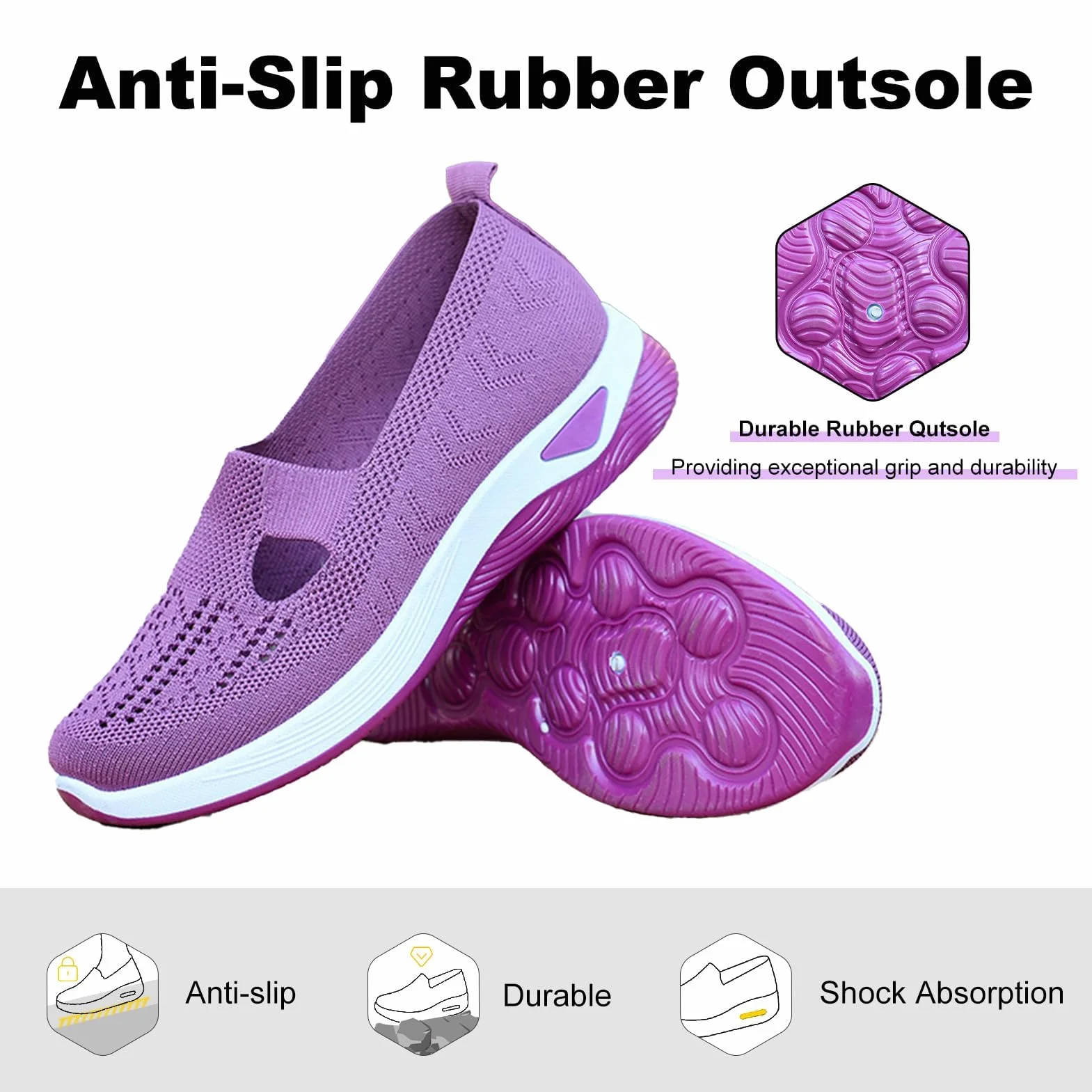 Zapatos Ortopédicos para Mujer con Malla Sin Cordones Antideslizantes Plataforma Ligeras
