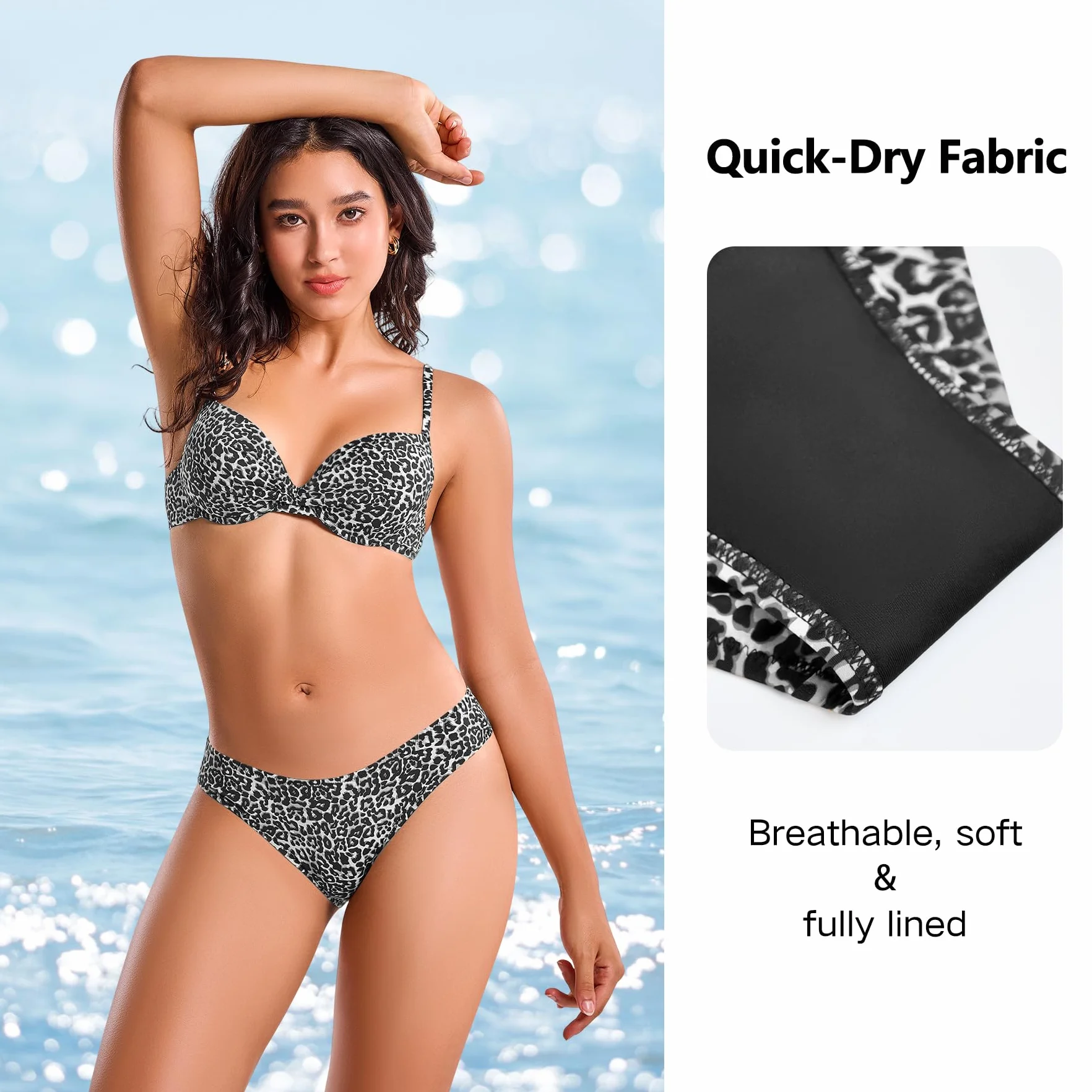 Conjunto de Bikini Estampado de Leopardo para Mujer, Traje de Baño de Dos Piezas