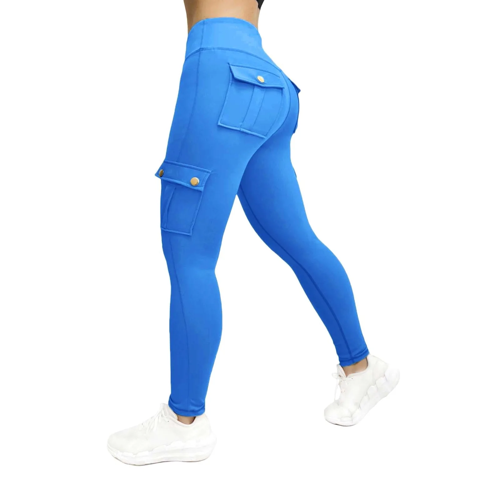 Pantalones de chándal para mujer, cintura alta, push up, leggings para | Mallas deportivas con bolsillos con detalles de botones, pantalones de yoga, mallas elásticas, pantalones de fitness con