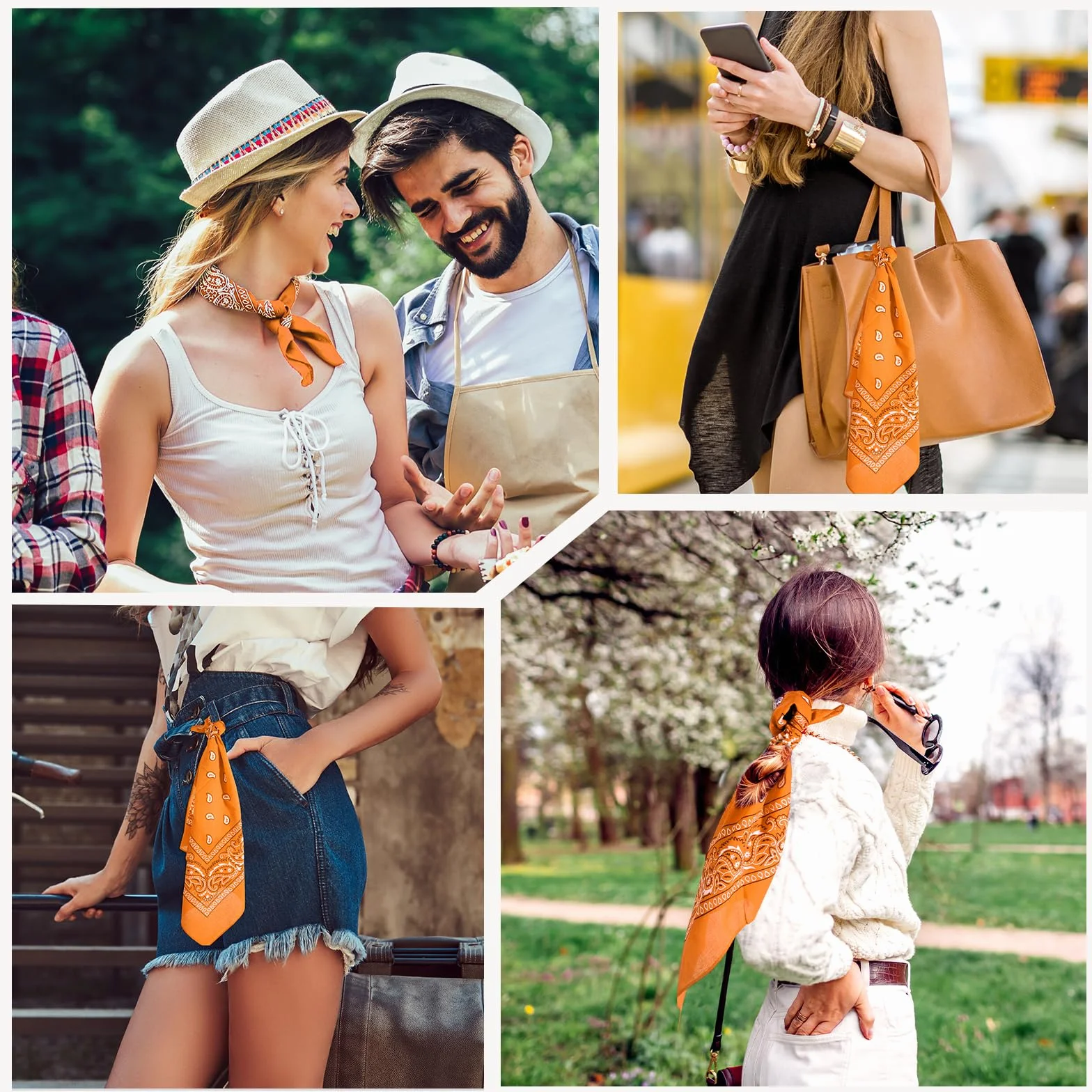 Paquete de 6 bandanas de algodón con estampado de cachemira para mujeres y hombres