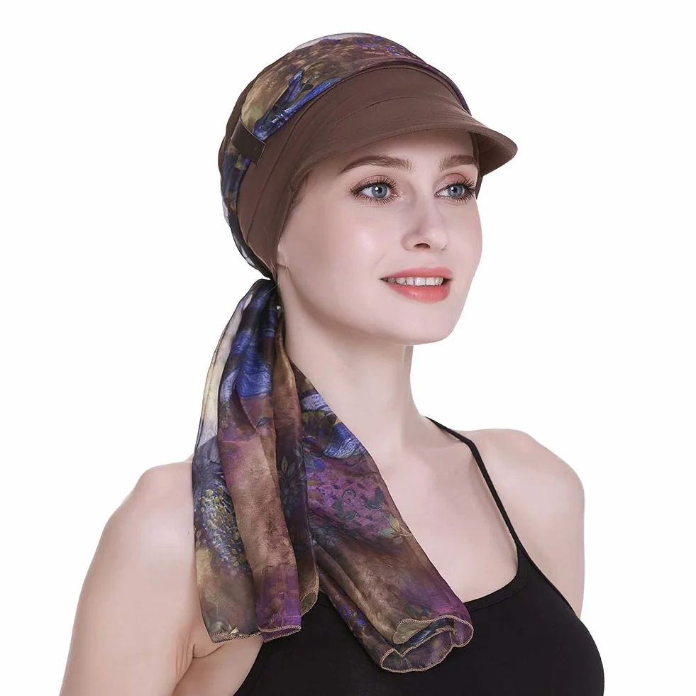 Gorra con pañuelo para quimioterapia para mujer Newsboy