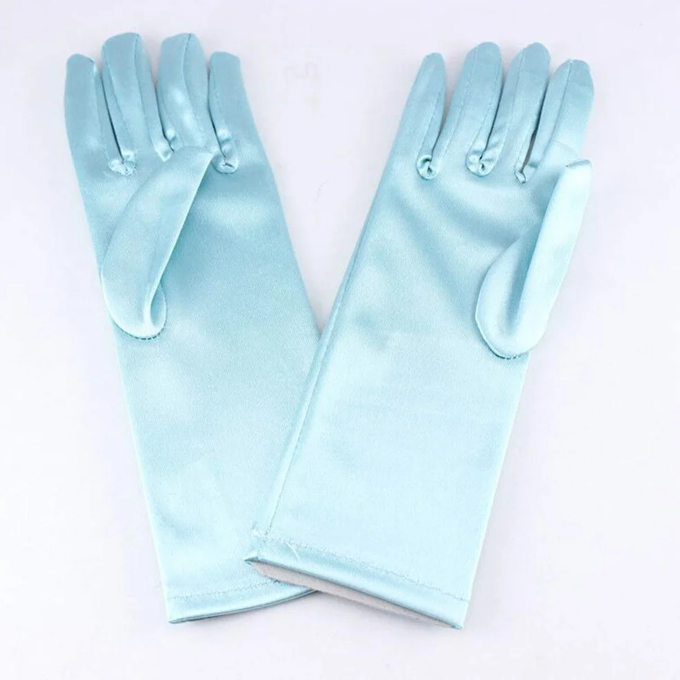 Guantes de princesa Elsa de satén para vestir, accesorios de fotografía para fiestas, niños 4-12 años