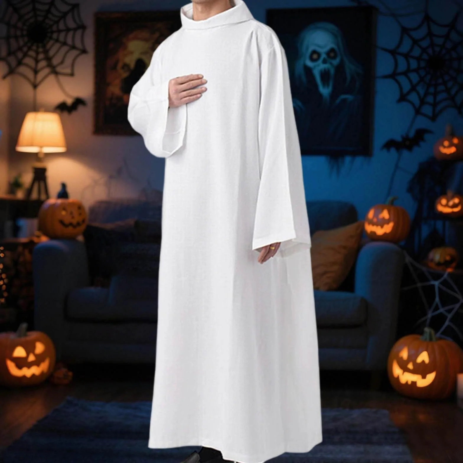 Vestidura de Pastor Túnica Blanca Sacerdotes Católicos Iglesia Ropa Clérigos Oriente Medio Larga