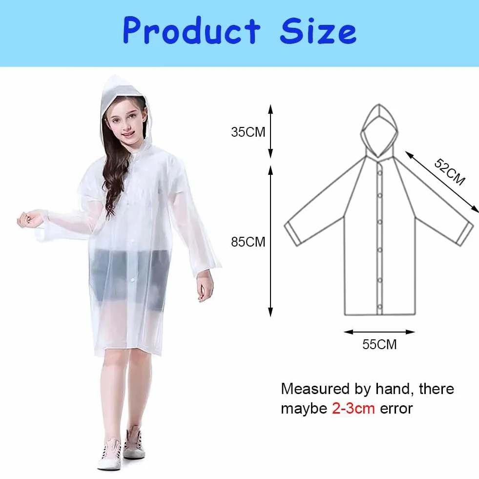 Vicloon Chubasquero Niño 2PCS Impermeable EVA Poncho Lluvia Capucha Espesar Altura 120-150 cm