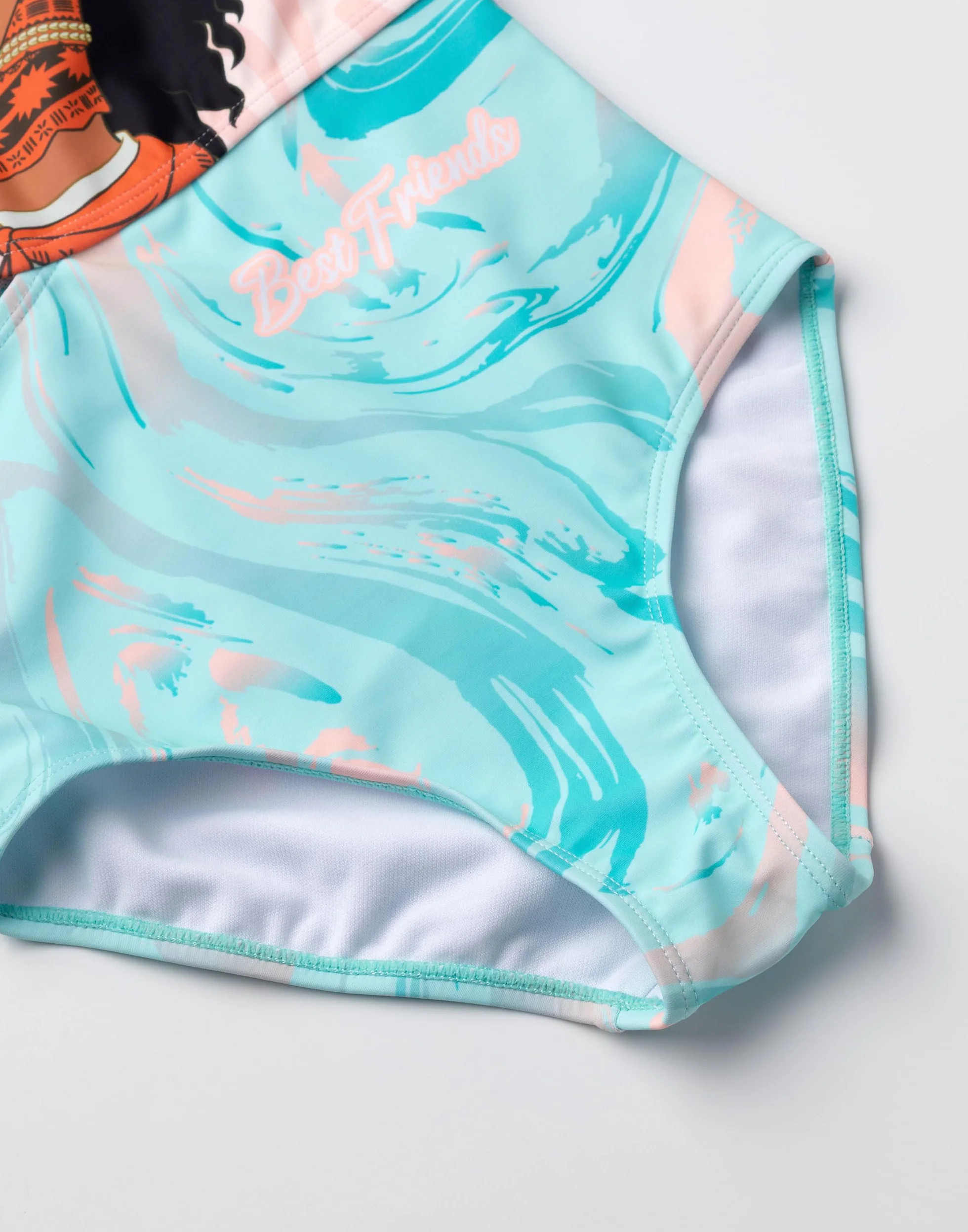 Disney Bañador Moana Niña Rosa Turquesa 1 Pieza Traje Baño Ondas Florales Best Friends