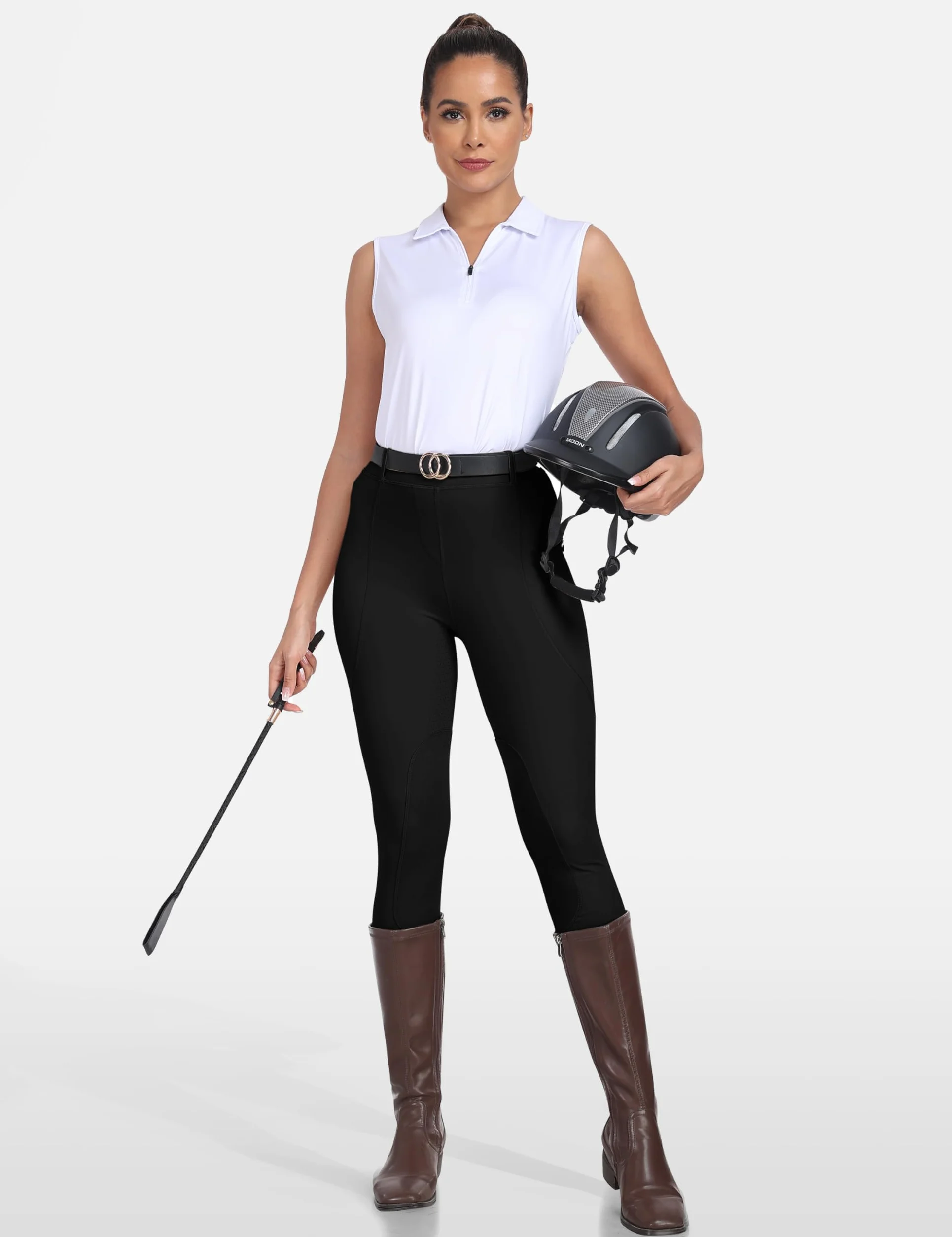 MoFiz Pantalon Mujer Riding Breeches Full Silicone Trim Stretch Zipper Pocket