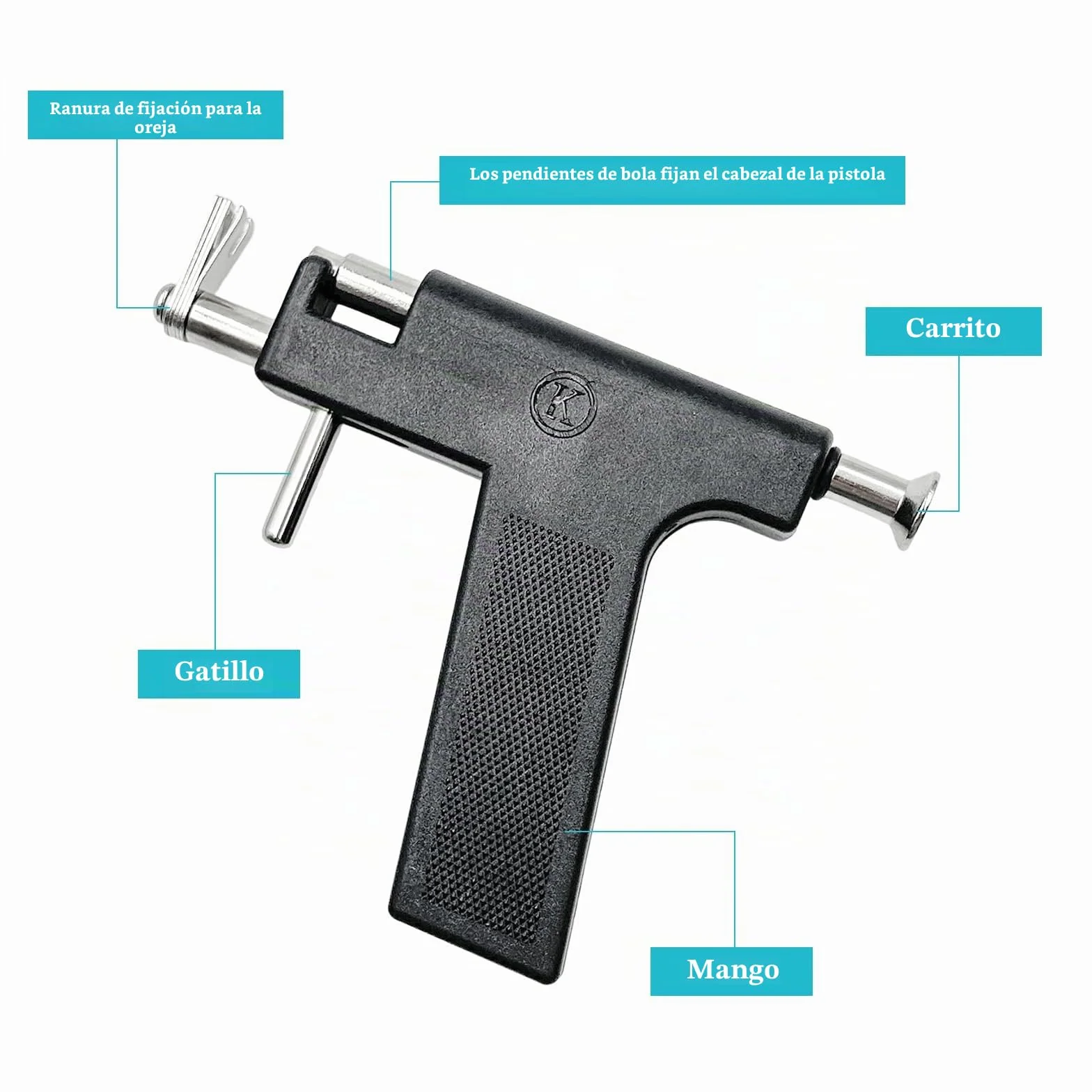 Pistola de Pendientes de Acero Inoxidable con 98 Perforadoras, 12 Pendientes, 20 Algodón Alcohol, Piercing para Labios Ombligo Nariz Cuerpo