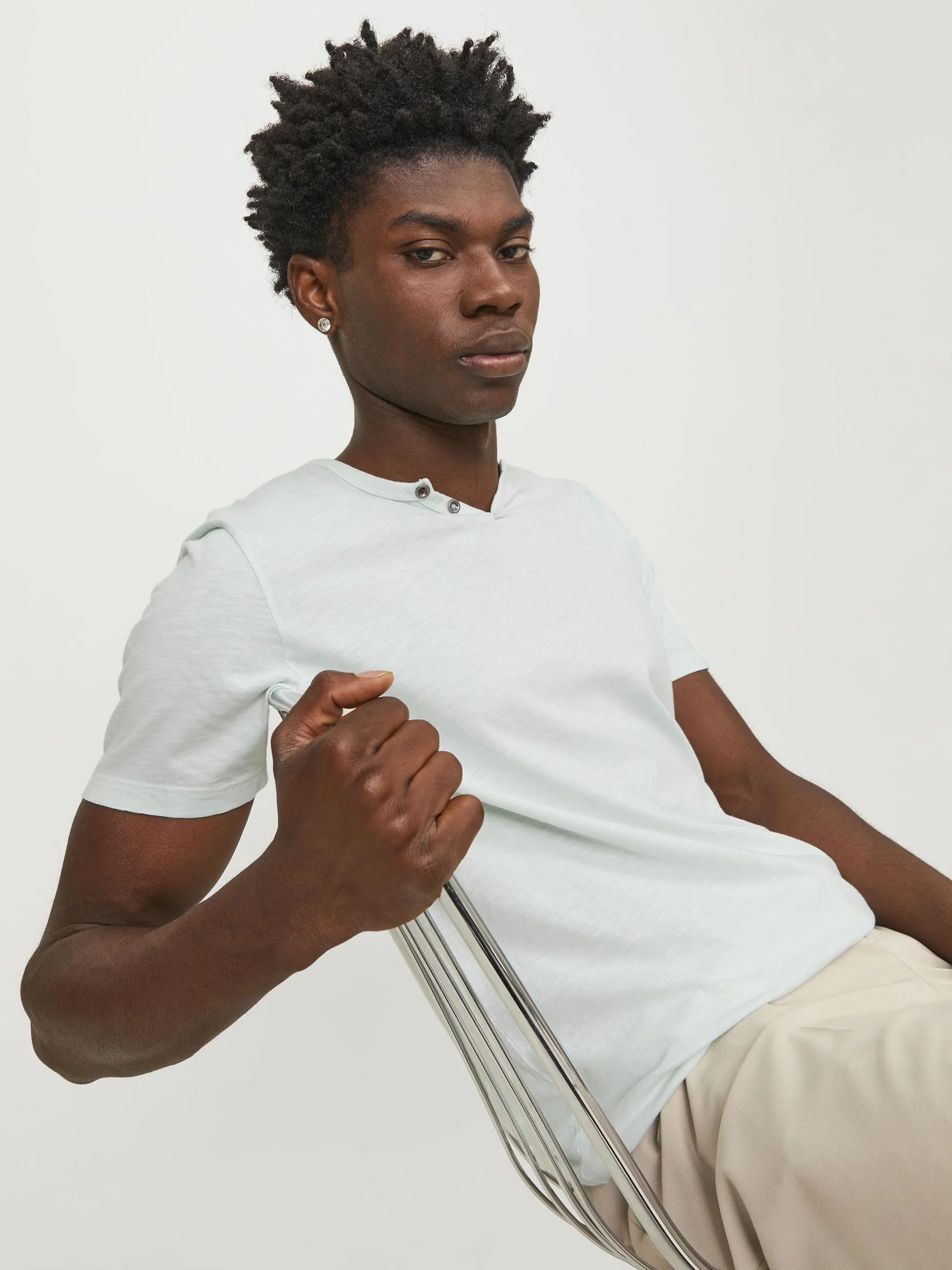 JACK & JONES T-Shirt Melange Split Neck