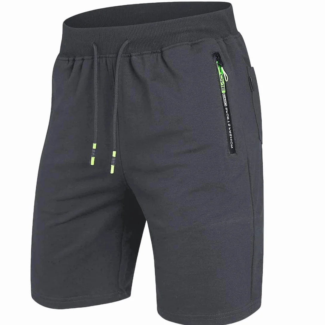 ZOXOZ Pantalones Cortos para Hombre Deporte Cremallera Algodon Shorts