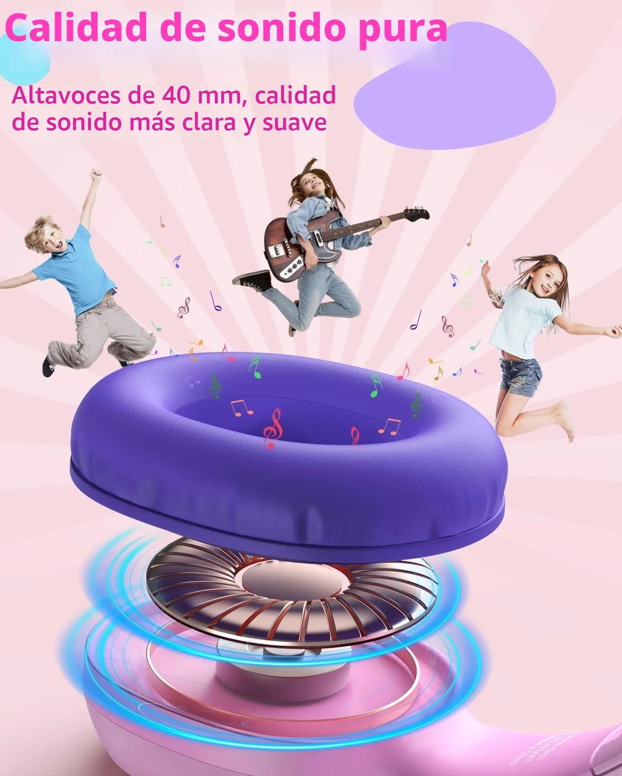 Tronsmart KH01 Auriculares para Niños Plegables 85/93dB HD Estéreo 3,5mm
