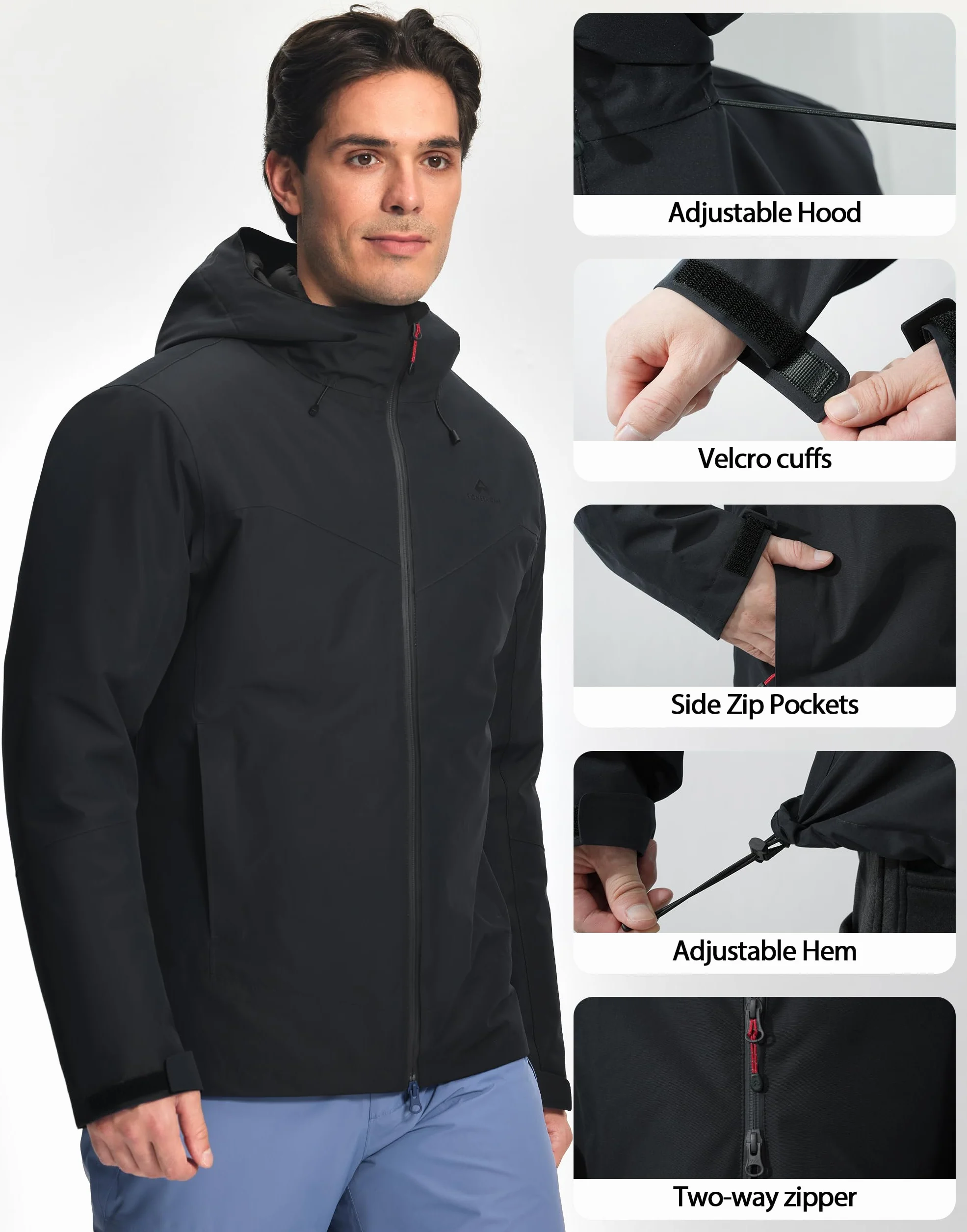 Pioneer Camp Chaqueta impermeable 3 en 1 hombre con forro plumón gorro ajustable