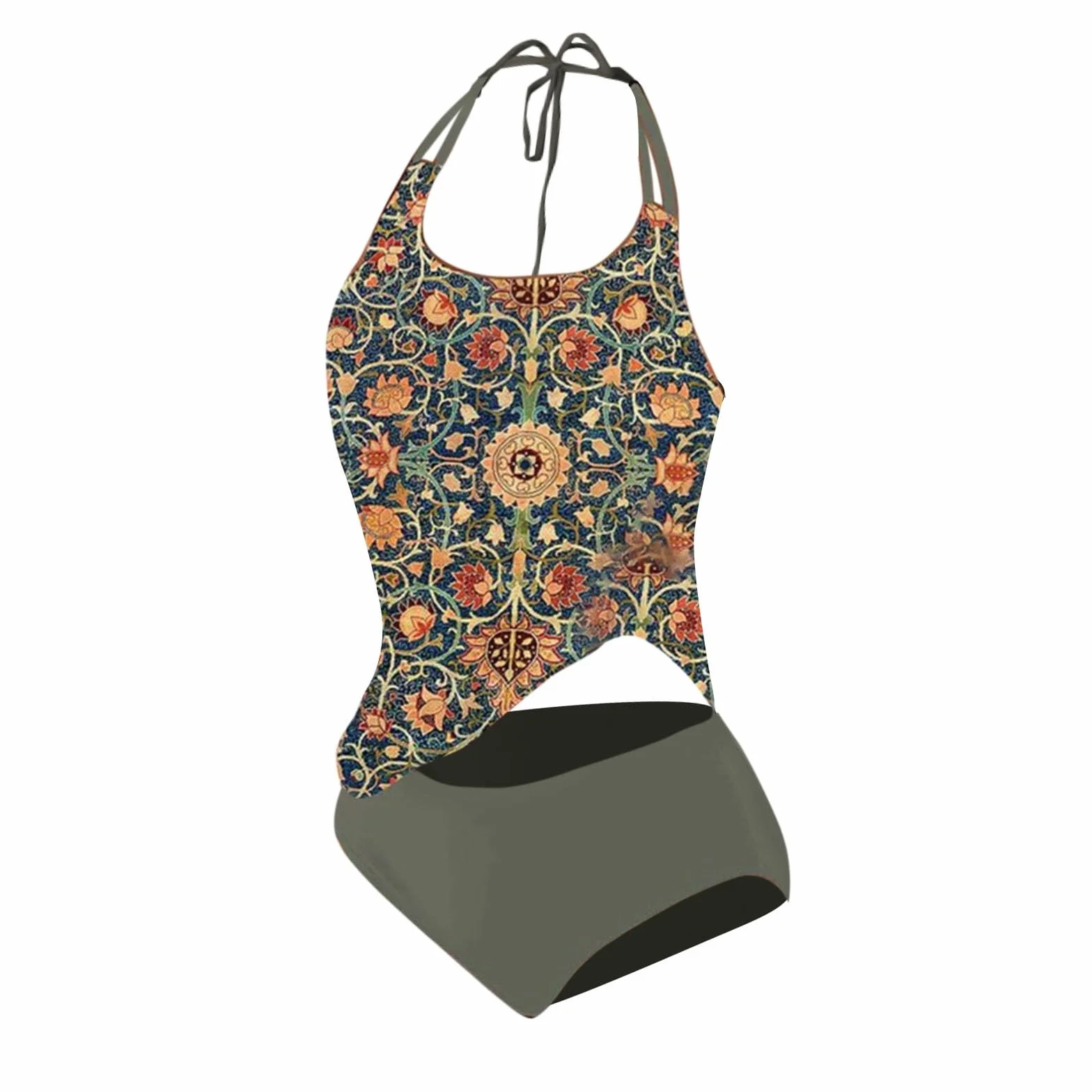 Tankinis Traje De Baño Mujer Dos Piezas Flores Impresión Swimwear Sujetador Acolchado Doble Volantes Triángulo De Copa con Tirantes De Espagueti
