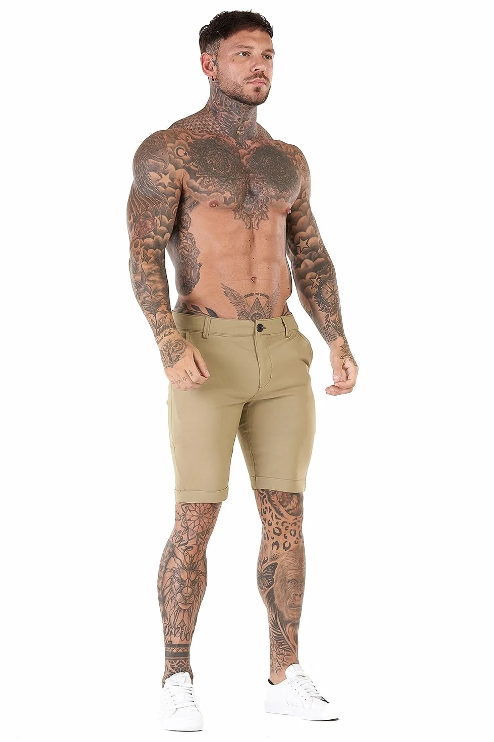 GINGTTO Pantalones Cortos Hombre Slim Fit Vestir Elastico Chinos Shorts