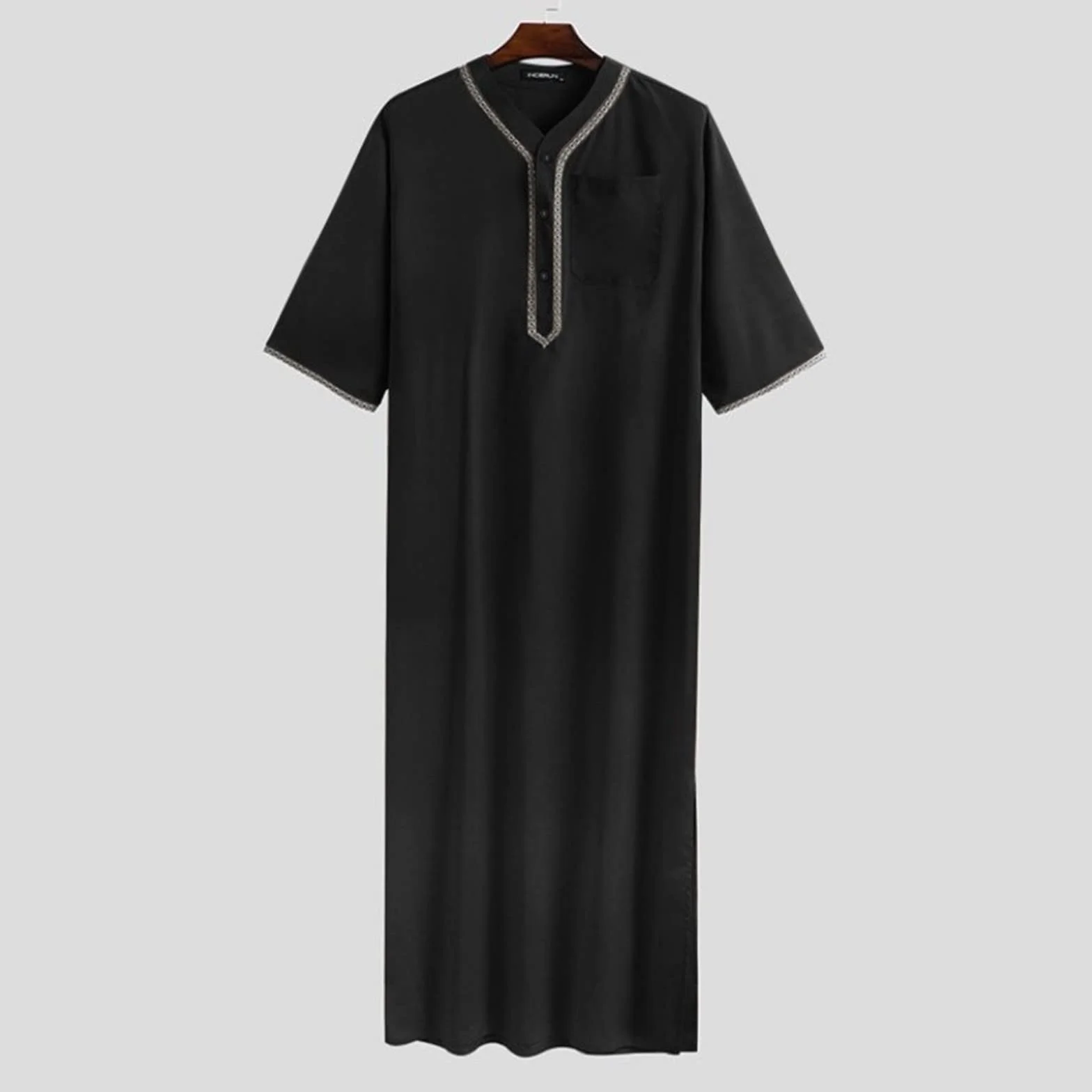 Chilaba hombre Vestidos musulmanes para hombre manga corta larga caftán árabe hombres camisón algodón lino túnica de gran tamaño ropa de oración musulmana ramadán islámica ropa abaya arabe hombre