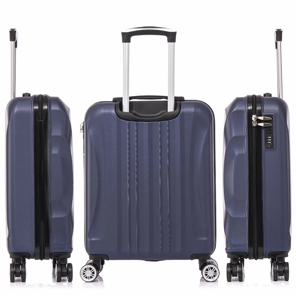 RAYKONG Maleta de Cabina ABS 55x40x20cm 44L Azul Marino