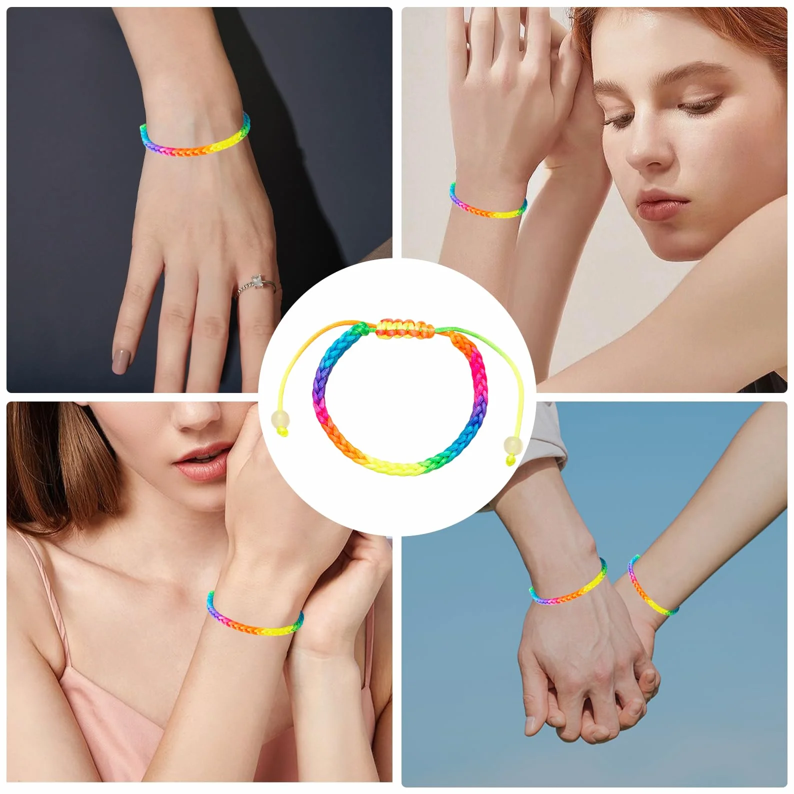 Pulseras trenzadas de la amistad ajustables para niños, niñas, mujeres y hombres