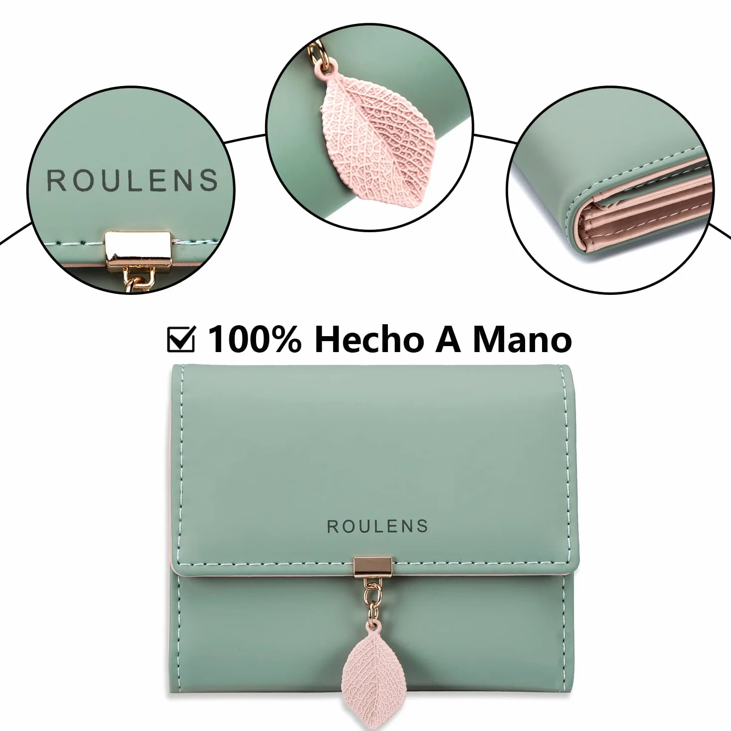 Cartera de Cuero PU para Mujer Monedero Largo con Cremallera