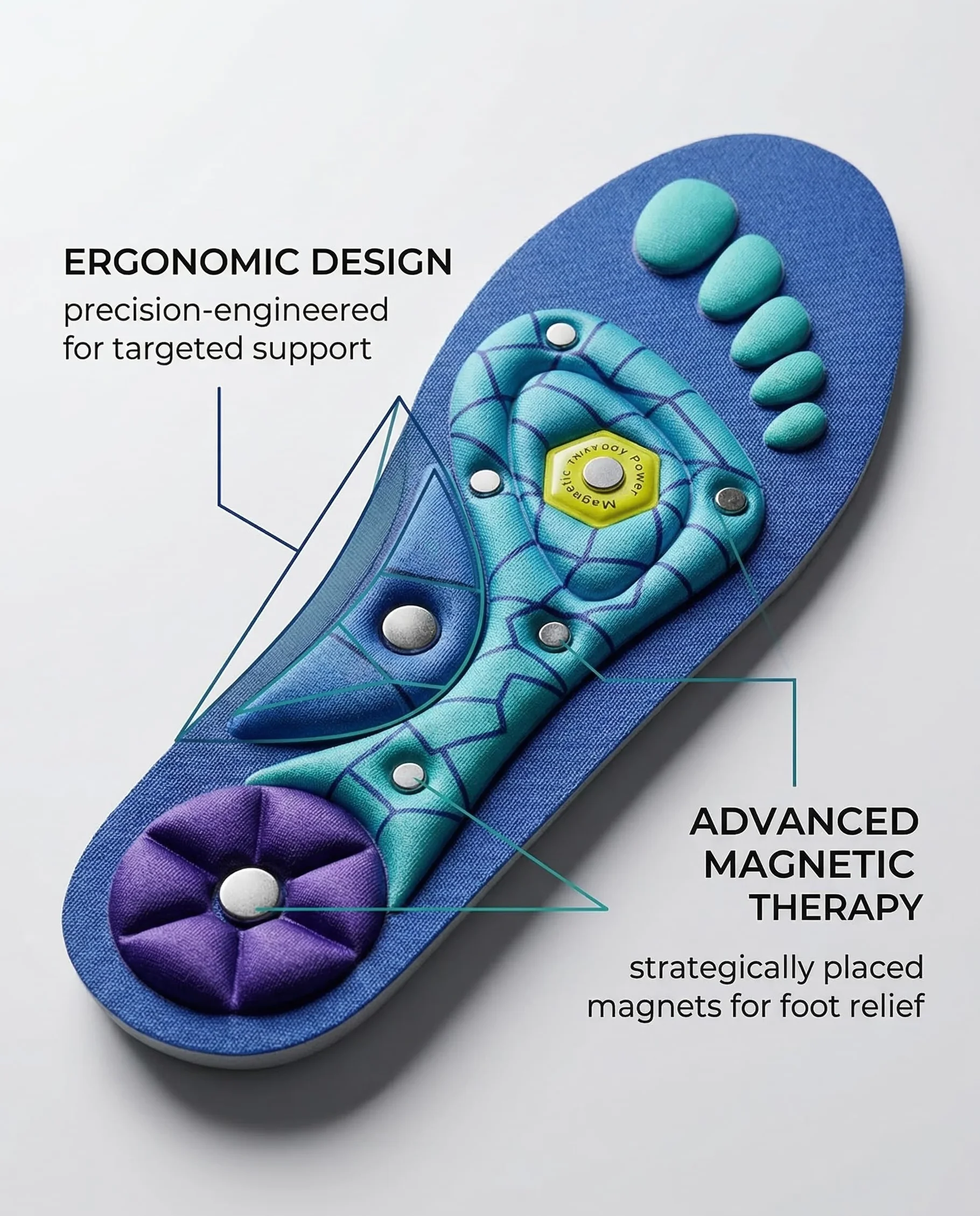 Plantillas Magnéticas Ortopédicas para Fascitis Plantar, Acupresión, Hombres y Mujeres (Azul, S)