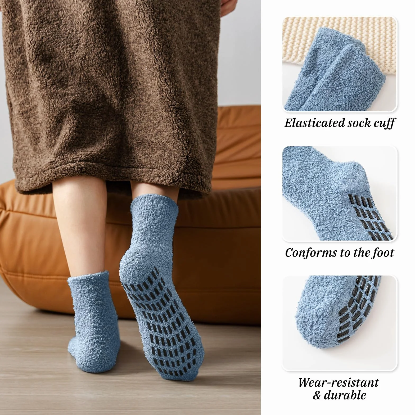 Flintronic Calcetines Invierno Antideslizantes Hombre Calcetines Térmicos Gordos