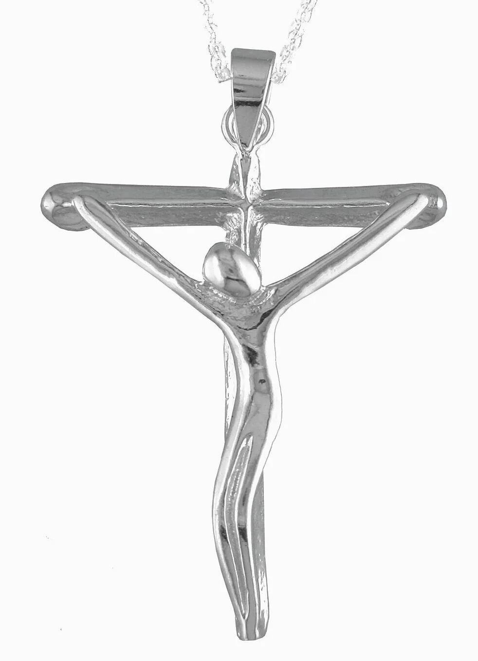 Collar Cruz con Cristo Brillante en Plata de Ley 925, con Estuche y Cadena | Colgante de 2,8x2,2 cm, joyería artesanal, regalo comunión, confirmación o cumpleaños