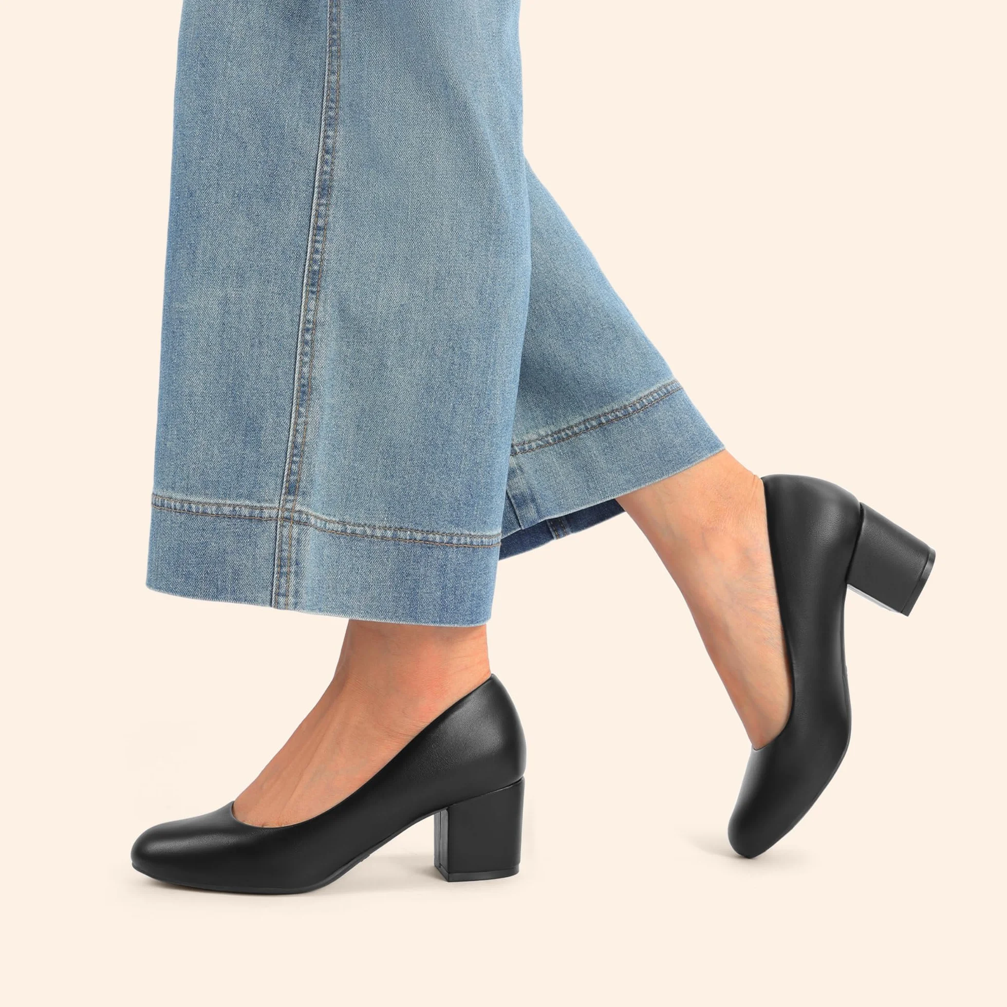 DREAM PAIRS Zapatos de Tacón Bajo para Mujer, Tacón Cuadrado, Punta Redonda