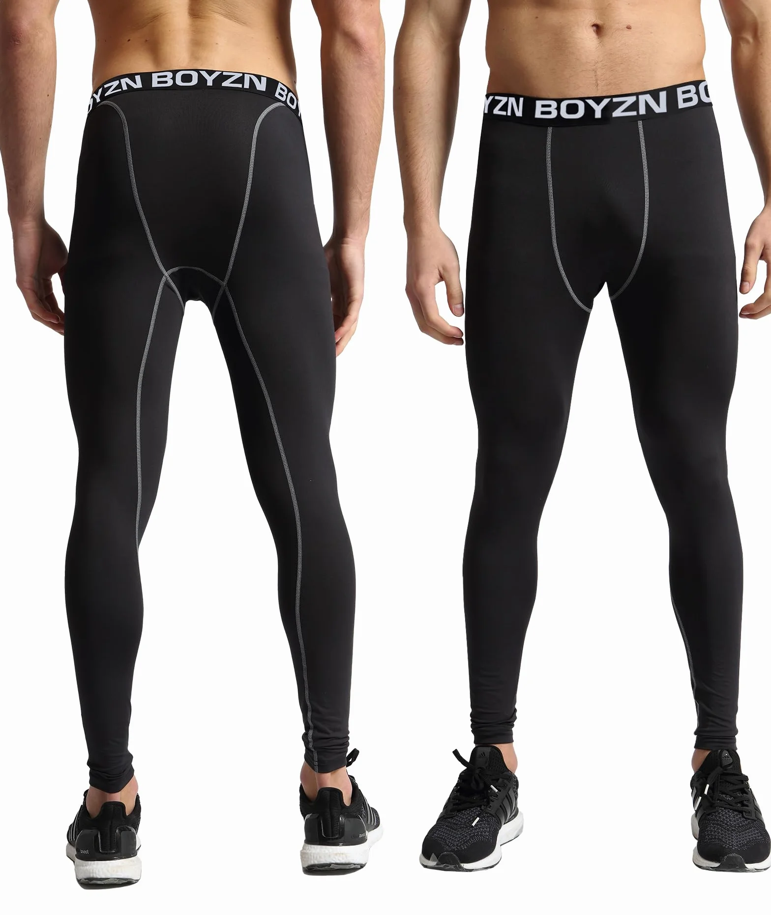 Boyzn Paquete de 2 Pantalones Deportivos de Compresión para Hombre, Mallas de Capa Base Activa Leggings de Entrenamiento y Correr con Bolsillos