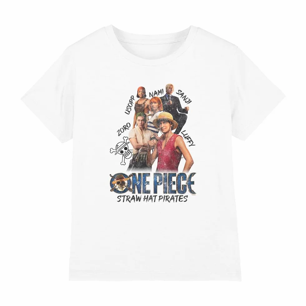 Netflix One Piece Straw Hat Pirate Kids T Shirt White Unisex