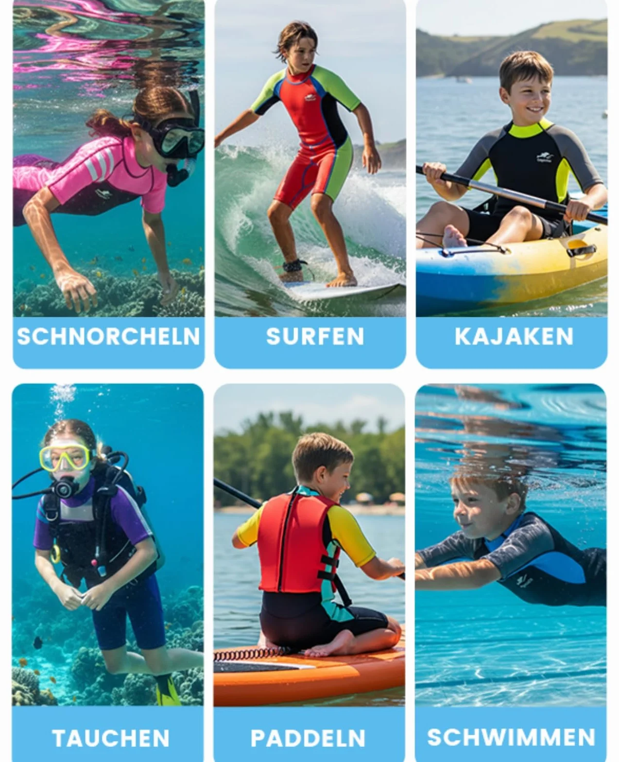 Gogokids Traje de Buceo 2.5MM Manga Corta Neopreno Cremallera Trasera Natación Niños 2-11 Años