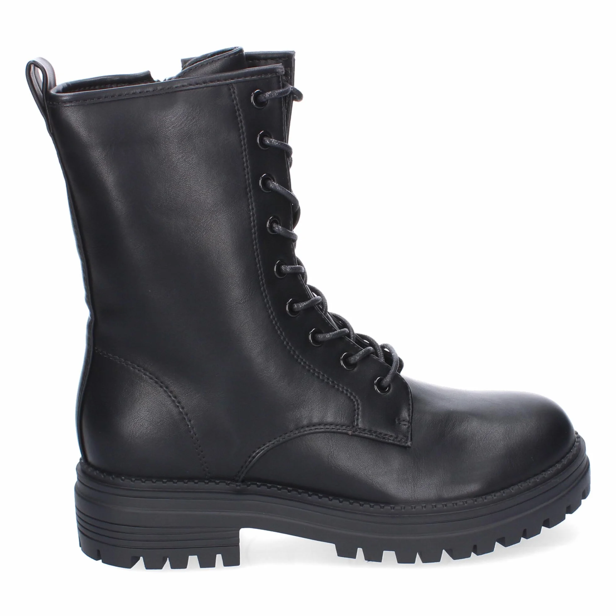 Botas Mujer Militar Cordones Suela Dentada Cremallera Lateral