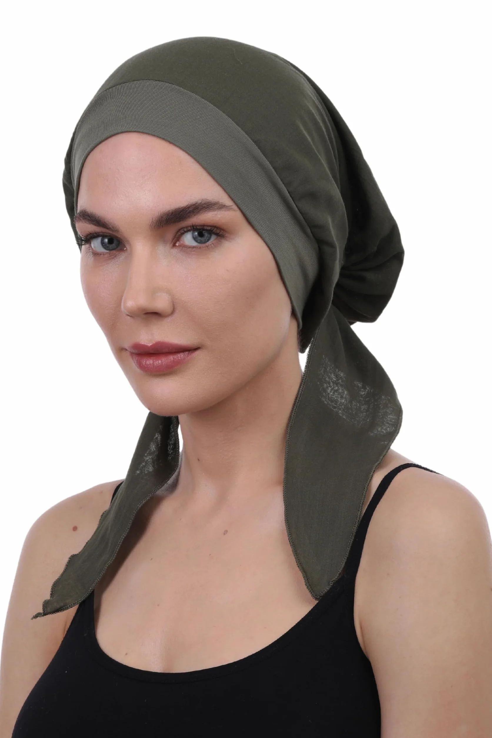 Deresina - Pañuelos para la cabeza de algodón puro con parte delantera de bambú, gorros de quimioterapia para mujer
