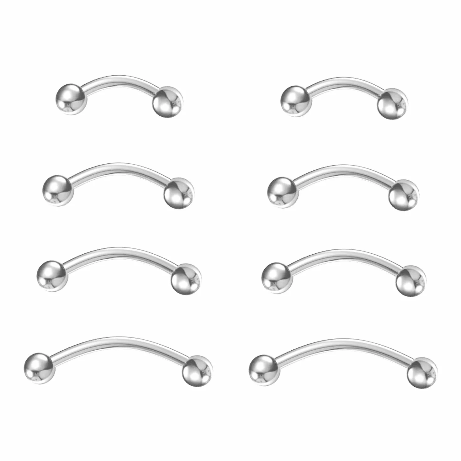 Implante Titanio Curvado Barra Plátano 1.0mm 1.2mm Rook Hélice Frontal Ceja Anillos Vertical Labret Piercing