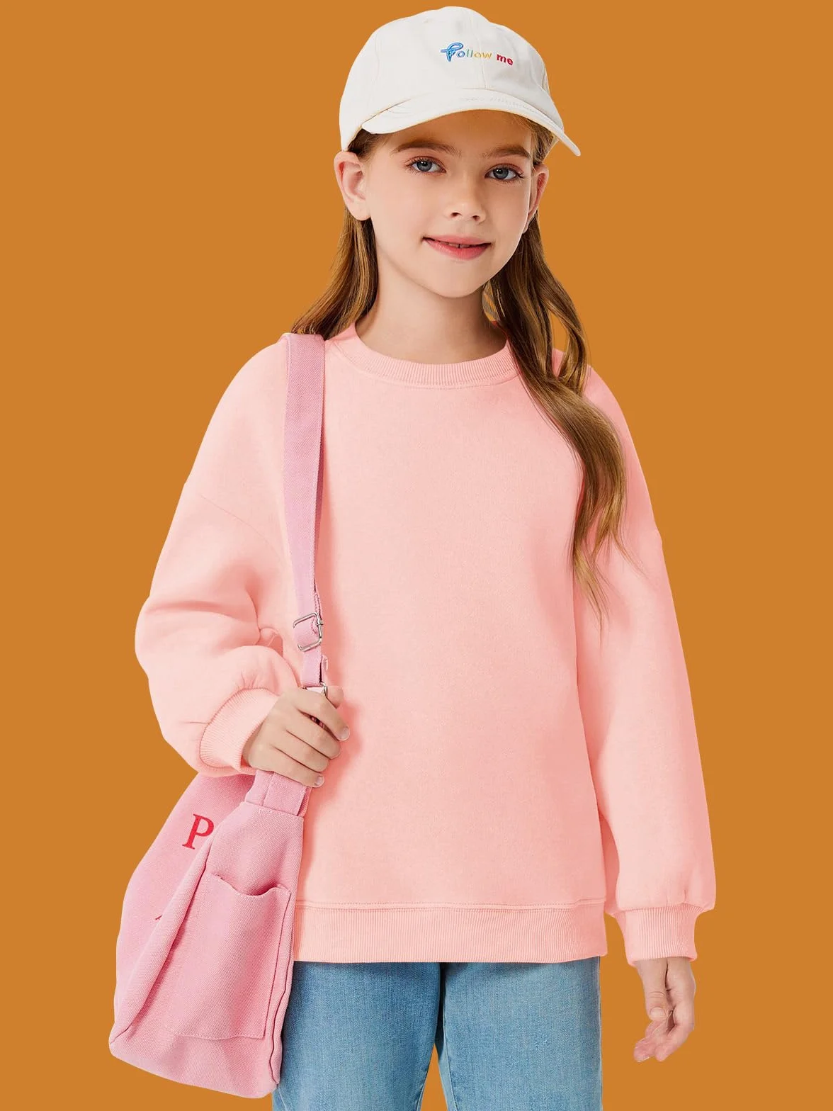 Sudadera niña cuello redondo manga larga básica 5-14 años