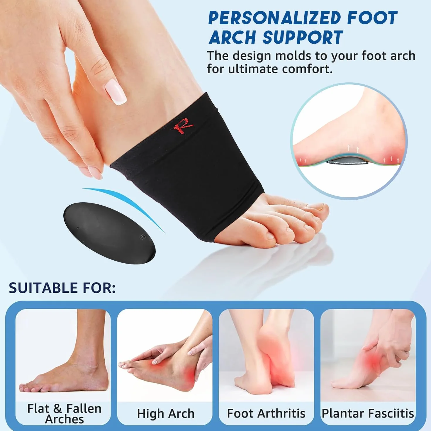 Soporte De Arco Plantillas De Zapatos Silicona Fascitis Plantar Alivio Del Pie